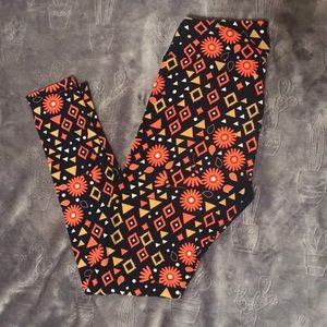 Lularoe Leggings Orange, Navy & Mustard Yellow